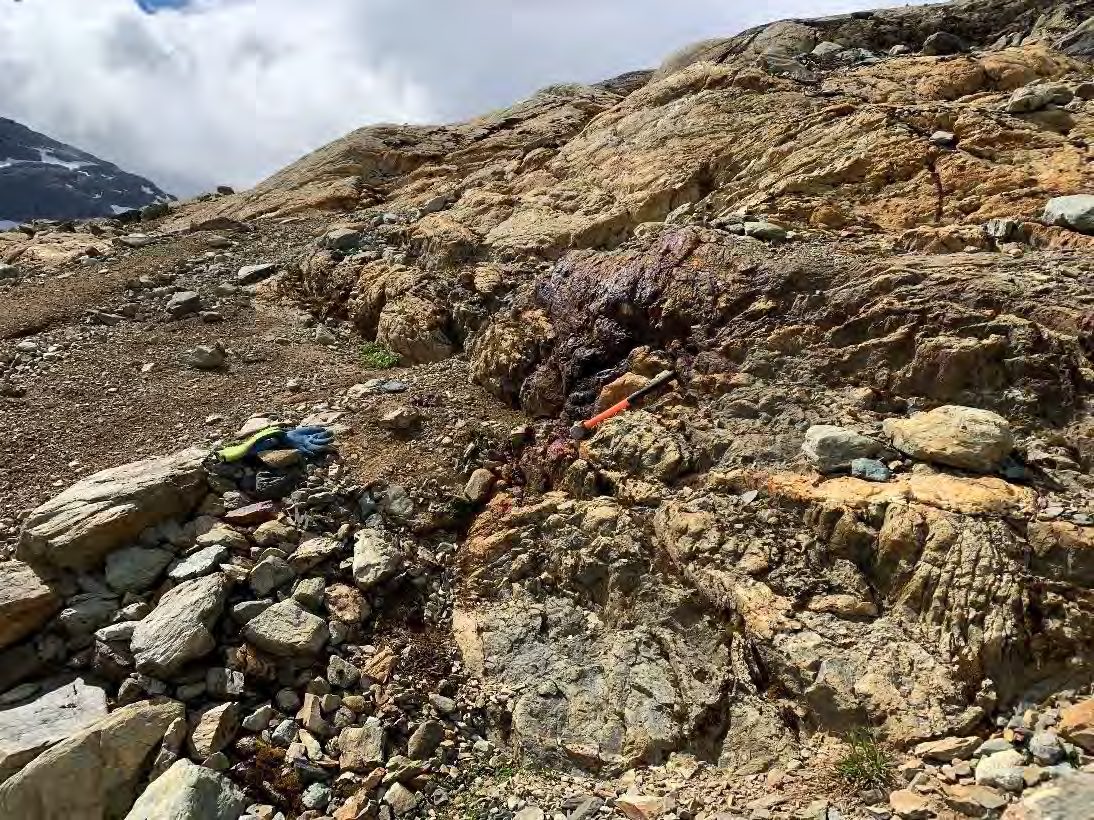 Gossanous outcrop on the Ticktock property